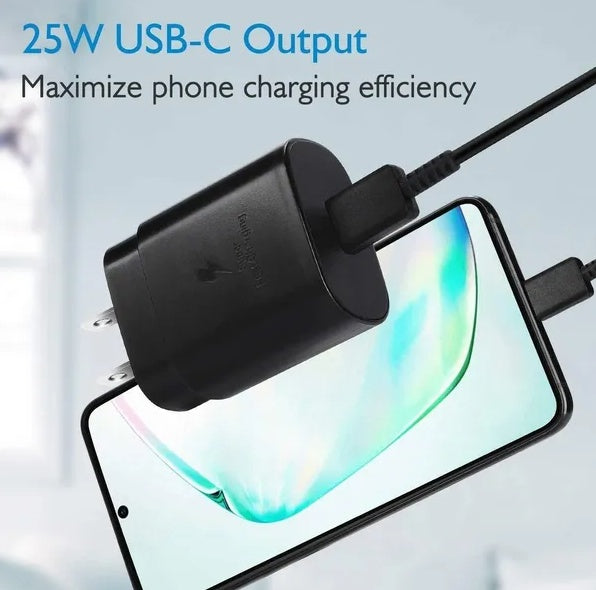 25W Type USB C Super Fast Wall Charger 6FT Cable For Galaxy S20 S21 S22